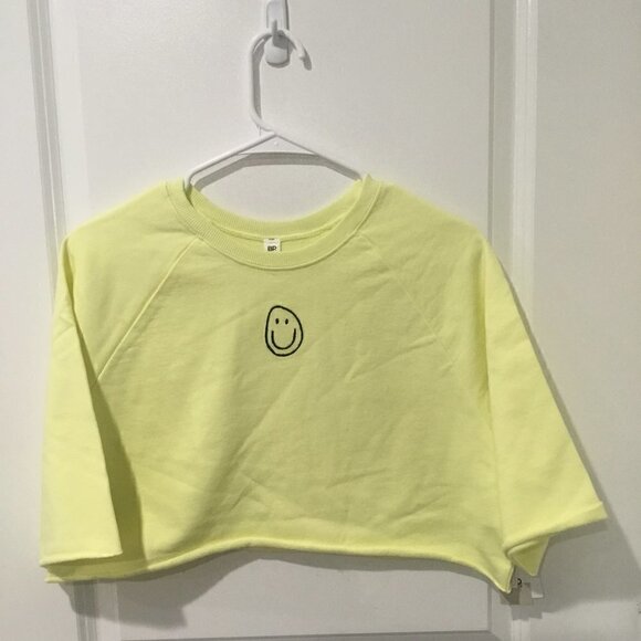 BP Yellow Happy Face Crop Top - Picture 1 of 2